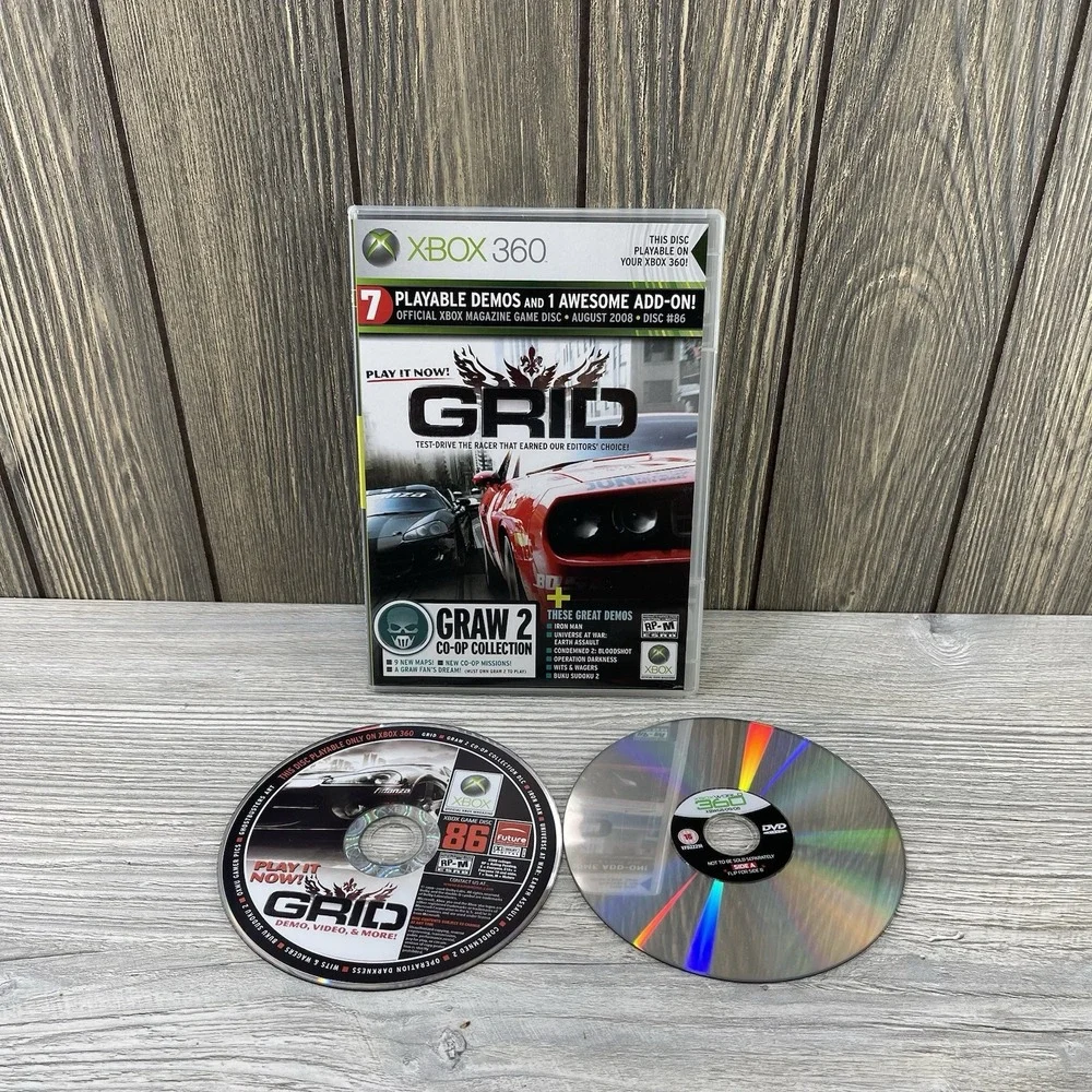 Xbox 360 Demo Disc (8/08 #86) Demos And Bonus Content - GRID - GRAW 2